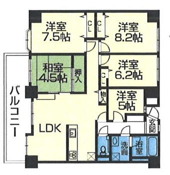 アパガーデンハイツ富山駅前 4LDK+S（納戸）、価格3280万円、専有面積112.02m<sup>2</sup>、バルコニー面積13.96m<sup>2</sup> 現況と異なる場合は、現況優先となります。