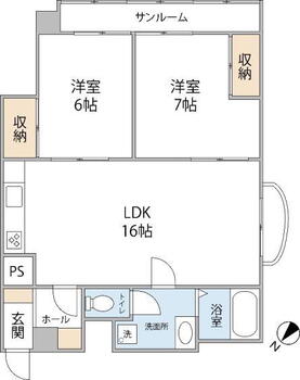 幸町ハイム　４Ｆ 2LDK、価格550万円、専有面積56.87m<sup>2</sup> 金沢市幸町に２LDKのオーナーチェンジ物件登場！