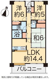 ダイアパレス青山坂 3LDK、価格1490万円、専有面積65.27m<sup>2</sup>、バルコニー面積11.25m<sup>2</sup> 間取り図