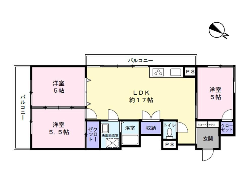 ローズベイマンション 3LDK、価格1290万円、専有面積69.9m<sup>2</sup> 南西向きの明るいバルコニー♪3つの洋室もそれぞれ窓があり、日差しが気持ちいい空間です。