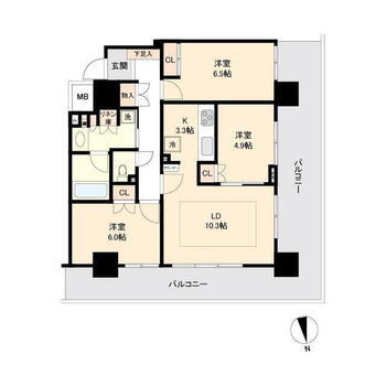 ライオンズタワー甲府丸の内　中古マンション 3LDK、価格3780万円、専有面積73.03m<sup>2</sup>、バルコニー面積33.77m<sup>2</sup> 