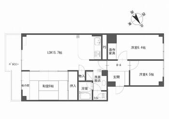 イトーピア金沢マンション 3LDK、価格680万円、専有面積68.42m<sup>2</sup>、バルコニー面積7.85m<sup>2</sup> 