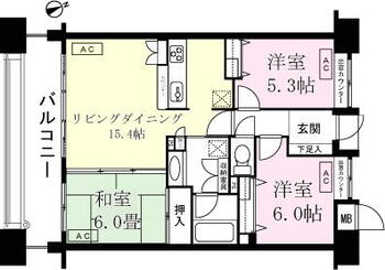 サーパス長町 3LDK、価格2380万円、専有面積70.3m<sup>2</sup>、バルコニー面積14.8m<sup>2</sup> 