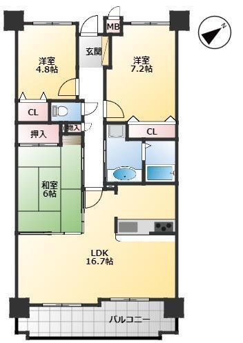 ユーハウス大府北館 6階 3LDK 物件詳細