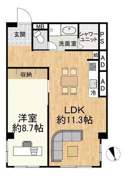 向陽苑 1LDK、価格980万円、専有面積57.15m<sup>2</sup> 