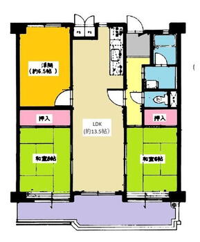 横須賀西住宅 3LDK、価格1480万円、専有面積71.09m<sup>2</sup>、バルコニー面積13.82m<sup>2</sup> 間取り