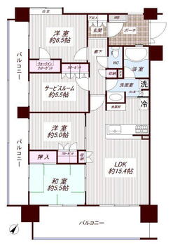 サンクレイドル函南 3LDK+S（納戸）、価格2380万円、専有面積82.32m<sup>2</sup>、バルコニー面積27.88m<sup>2</sup> 間取図