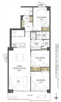 矢田川パークハウス 3LDK、価格2590万円、専有面積81.55m<sup>2</sup>、バルコニー面積10.22m<sup>2</sup> 