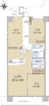 コンセール名城公園 3LDK、価格2550万円、専有面積74.8m<sup>2</sup>、バルコニー面積10.94m<sup>2</sup> 