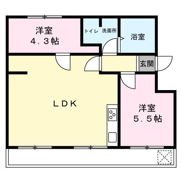 ＼駿河区　中島団地Ｓ１棟／お洒落なお部屋のマンションです 3DK、価格690万円、専有面積46.06m<sup>2</sup> 間取図。