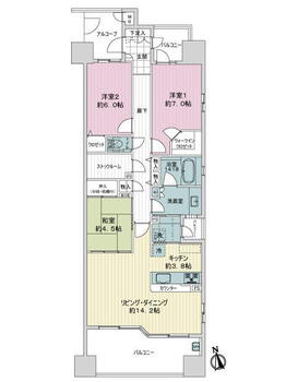 ロフティ桑名３ 3LDK、価格3280万円、専有面積90.13m<sup>2</sup>、バルコニー面積16.1m<sup>2</sup> 