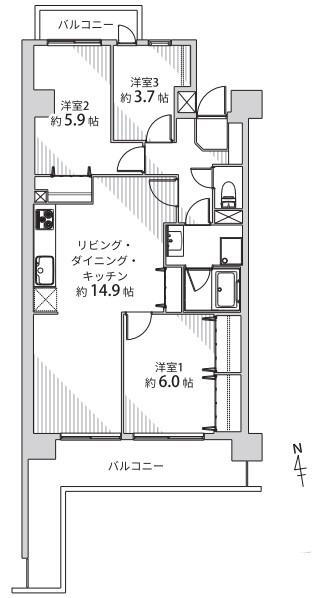 宝・露橋ハイツ 2階 3LDK 物件詳細