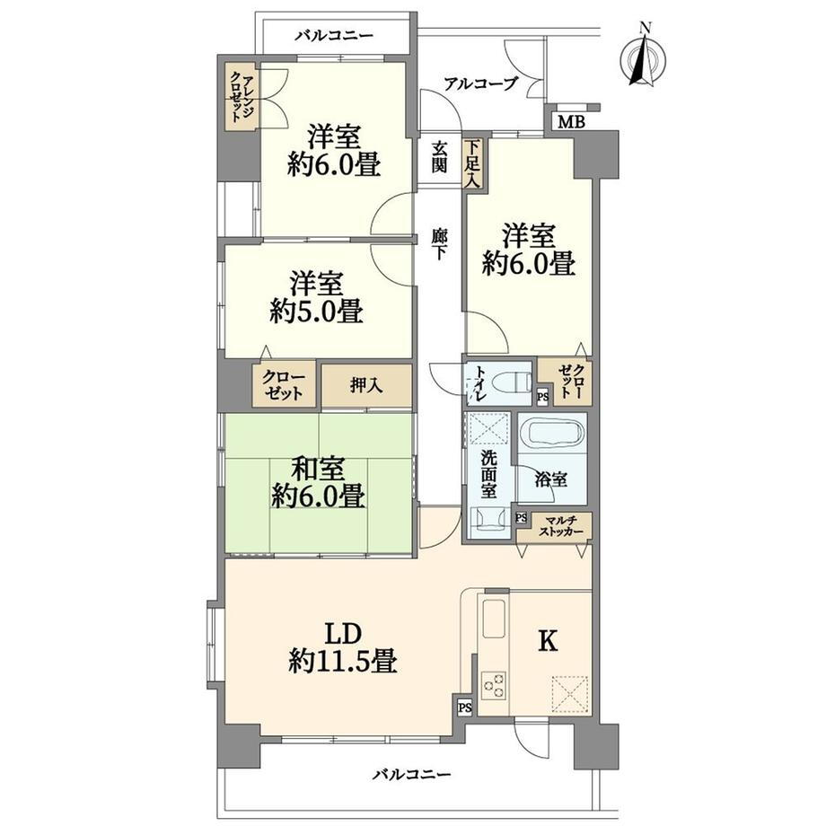 宝マンション日比野ウエスト 4LDK、価格2280万円、専有面積81.09m<sup>2</sup>、バルコニー面積10.35m<sup>2</sup> 