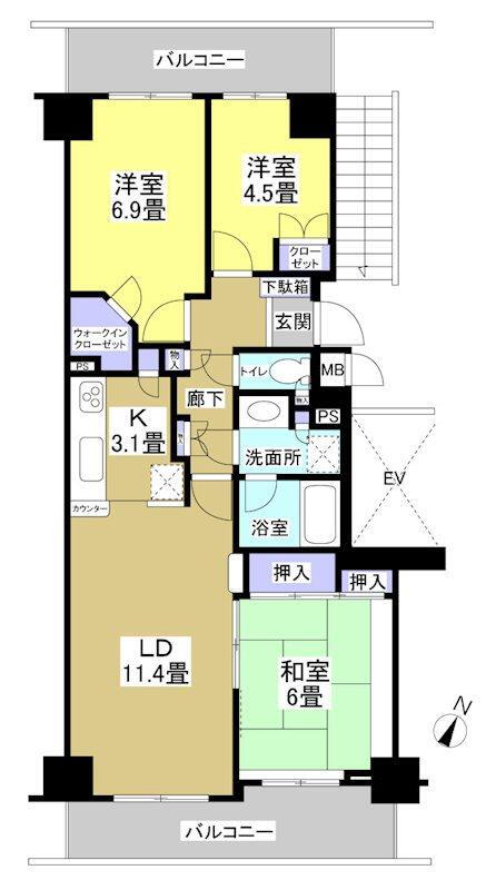 ブライトタウン住吉 7階 3LDK 物件詳細