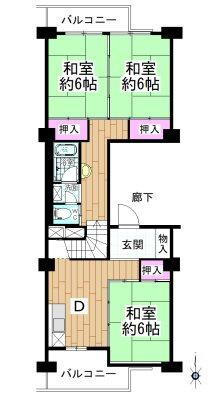 中富住宅Ｄ棟 3DK、価格770万円、専有面積77.22m<sup>2</sup> 