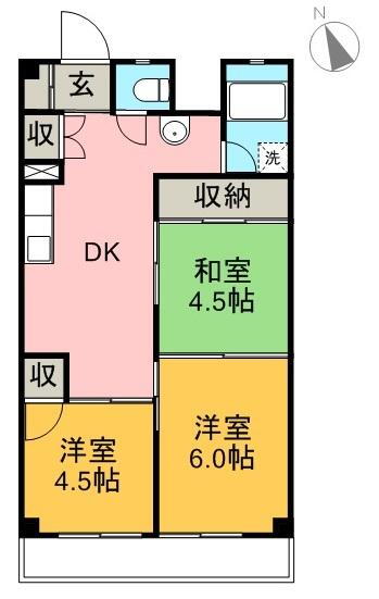 サンハイツ富士宮 3DK、価格570万円、専有面積52.47m<sup>2</sup> 
