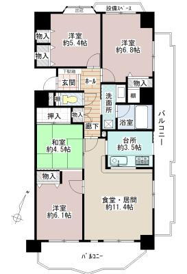 バンベール海南 5階 4LDK 物件詳細