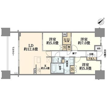 ザ・パークハウス名古屋アベニュースクエア 3LDK、価格8300万円、専有面積75.03m<sup>2</sup>、バルコニー面積10.3m<sup>2</sup> 間取図