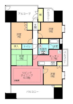 モアグレース茜部本郷 4LDK、価格1800万円、専有面積84.03m<sup>2</sup>、バルコニー面積17.69m<sup>2</sup> 