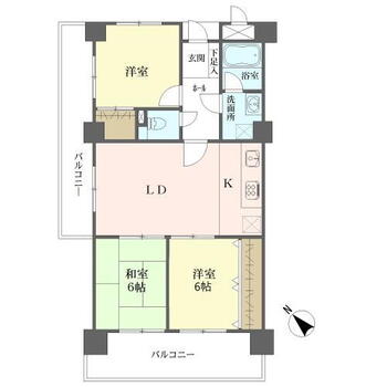 ユーハウス新瑞 3LDK、価格1480万円、専有面積70.79m<sup>2</sup>、バルコニー面積17.79m<sup>2</sup> 間取図