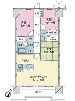 ダイアパレス・ステーションプラザ新岐阜 3LDK、価格1850万円、専有面積67.5m<sup>2</sup>、バルコニー面積10.51m<sup>2</sup> 