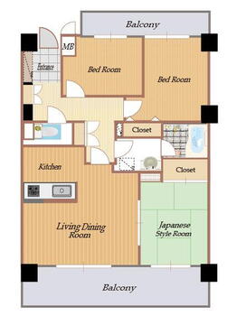 ライオンズマンション加納城東 3LDK、価格1148万円、専有面積68.99m<sup>2</sup>、バルコニー面積15.86m<sup>2</sup> 