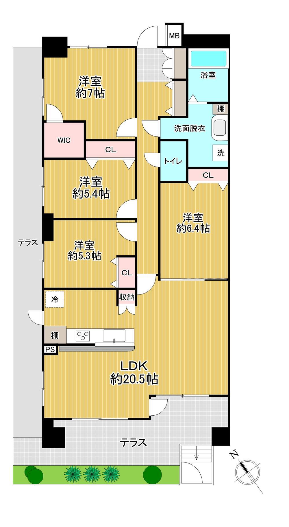 ロフティ甚目寺Ⅱ 4LDK、価格2290万円、専有面積103.91m<sup>2</sup> マンションながら両隣にお部屋がないので隣人トラブルのリスクが少なくなっております