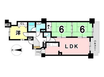 フレスト各務原 3LDK、価格890万円、専有面積67.18m<sup>2</sup>、バルコニー面積9.88m<sup>2</sup> 