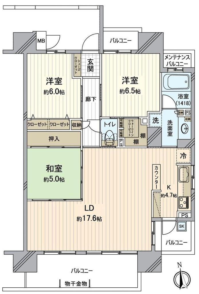 サーパスにおの浜 2階 3LDK 物件詳細