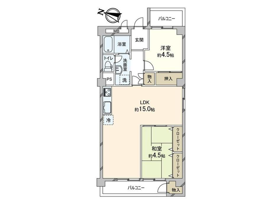 六甲台ハウス　２号棟 5階 2LDK 物件詳細