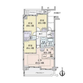 シャリエ京都山科Ｓｏｕｔｈ 3LDK、価格5780万円、専有面積70.32m<sup>2</sup>、バルコニー面積12.62m<sup>2</sup> 