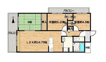 朝日プラザ伏見桂川 3LDK、価格1949万円、専有面積63.43m<sup>2</sup>、バルコニー面積22.71m<sup>2</sup> 【リフォーム済】間取り9階部分、3LDKの角部屋のお部屋になります。全居室に窓がついております。