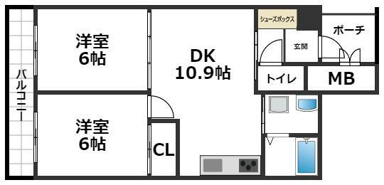 グランドシャトー西明石 2階 2DK 物件詳細