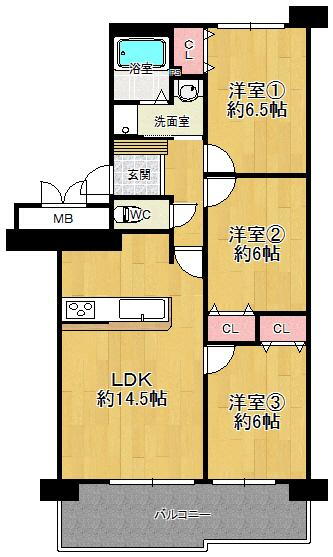 ＲＩＣウエストコート４番街西２番館 12階 3LDK 物件詳細