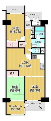 近鉄南港ガーデンハイツ２１号棟 6階 3LDK 物件詳細