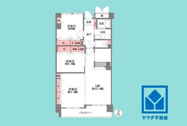 夙川グランドハイツ 3LDK、価格4480万円、専有面積79.26m<sup>2</sup> 