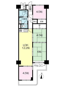 エバーグリーン夢前台 4LDK、価格750万円、専有面積74.67m<sup>2</sup>、バルコニー面積11.25m<sup>2</sup> 