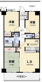 京都伏見アーバンコンフォート　５階 3LDK、価格2680万円、専有面積63.22m<sup>2</sup>、バルコニー面積8.12m<sup>2</sup> 住みやすい3LDKの間取りです！
