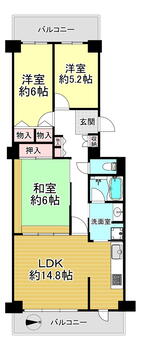 マンハイム奈良 3LDK、価格1080万円、専有面積77.14m<sup>2</sup>、バルコニー面積14.49m<sup>2</sup> 専有面積77.14m<sup>2</sup><BR>2019年6月リフォーム完成<BR>ユニットバス交換・洗面台交換<BR>コンロ交換・レンジフード交換<BR>フローリング…