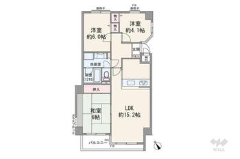 ライオンズマンション川西萩原 3LDK、価格850万円、専有面積72.87m<sup>2</sup>、バルコニー面積4.05m<sup>2</sup> 専有面積72.87m<sup>2</sup>の3LDKの間取りです。室内丁寧にお使いです。リフォームのご提案も可能です。