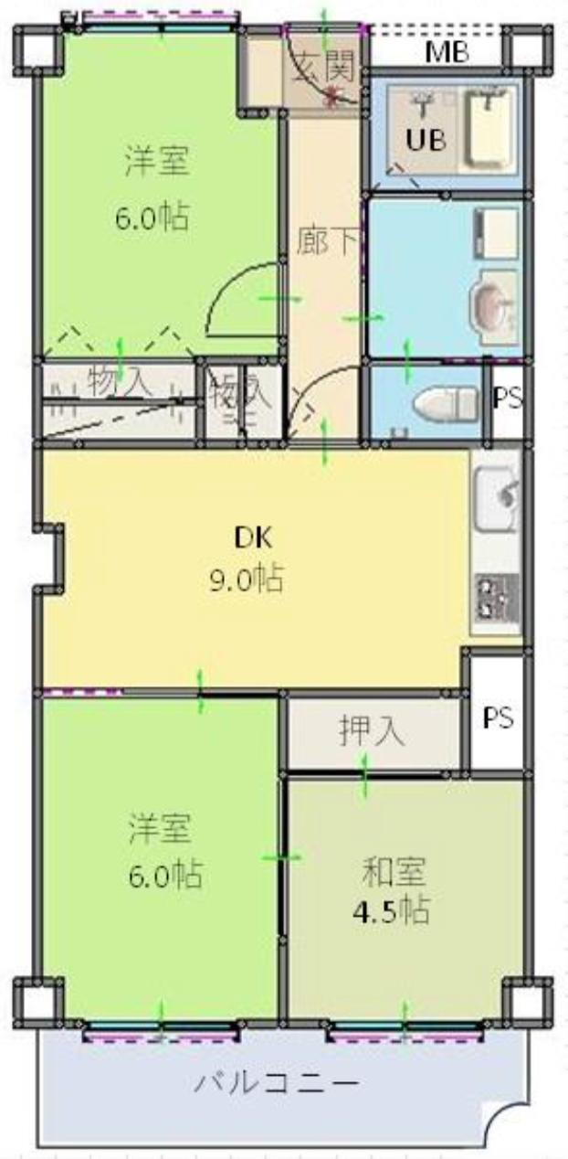 千里レックスマンションＡ棟 3DK、価格1800万円、専有面積60.5m<sup>2</sup>、バルコニー面積8m<sup>2</sup> ＼＼☆即日 案内OK☆／／<BR>2014年リフォーム済みの物件です☆室内とてもきれいです♪( ´θ｀)<BR>和室・洋室両方使える3LDKで、ご家族でお住まいされる方にもおすすめです…