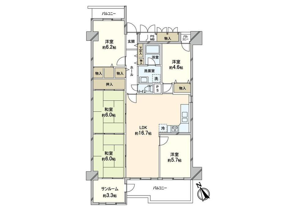 近鉄南港ガーデンハイツ　２１号棟 3階 5SLDK 物件詳細