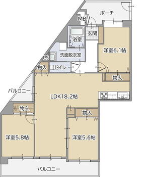 ラブリー姫路英賀保 3LDK、価格1580万円、専有面積81.88m<sup>2</sup>、バルコニー面積12.77m<sup>2</sup> 3LDK、2018年7月内装リフォーム済。1580万円。