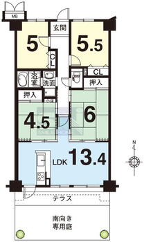 ルモン四ノ宮藤尾台 4LDK、価格1280万円、専有面積74.75m<sup>2</sup> 