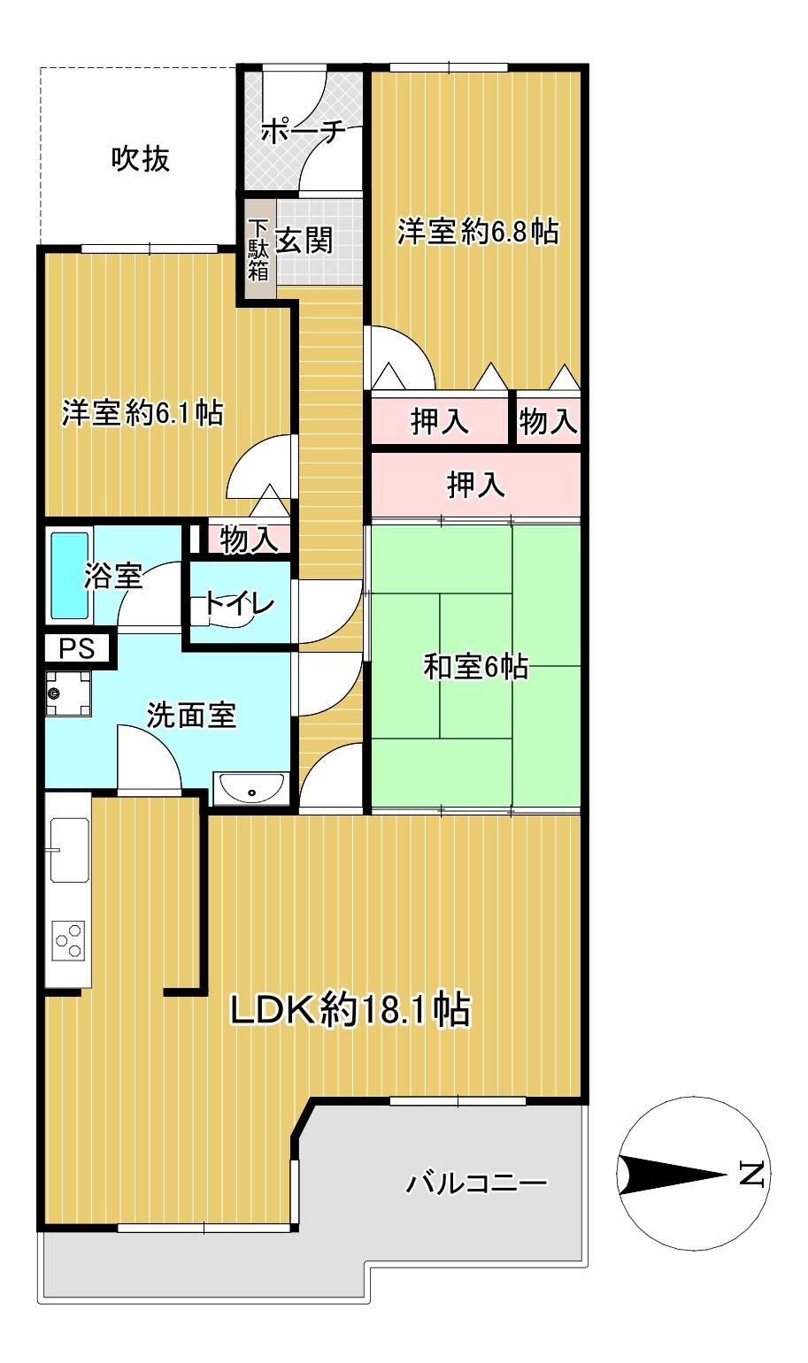 サーパス西宮塩瀬弐番館 5階 3LDK 物件詳細