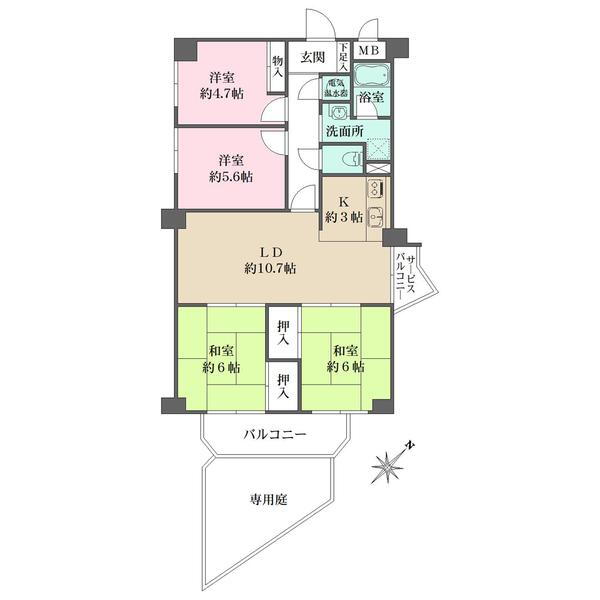 サニーハウス六甲台 地下1階 4LDK 物件詳細