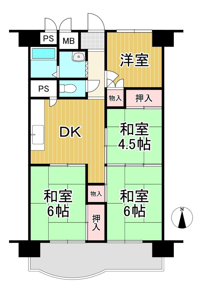 向島ニュータウン第三街区Ｅ棟 6階 4DK 物件詳細