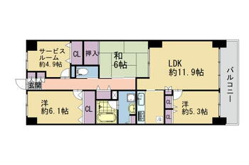 コスモ神戸緑町 3LDK+S（納戸）、価格1180万円、専有面積85.05m<sup>2</sup>、バルコニー面積10.05m<sup>2</sup> 