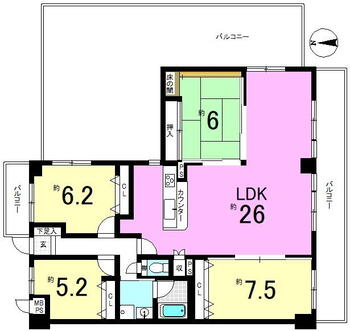 ライオンズマンション桃山南口 4LDK、価格3580万円、専有面積110.15m<sup>2</sup>、バルコニー面積20.23m<sup>2</sup> 