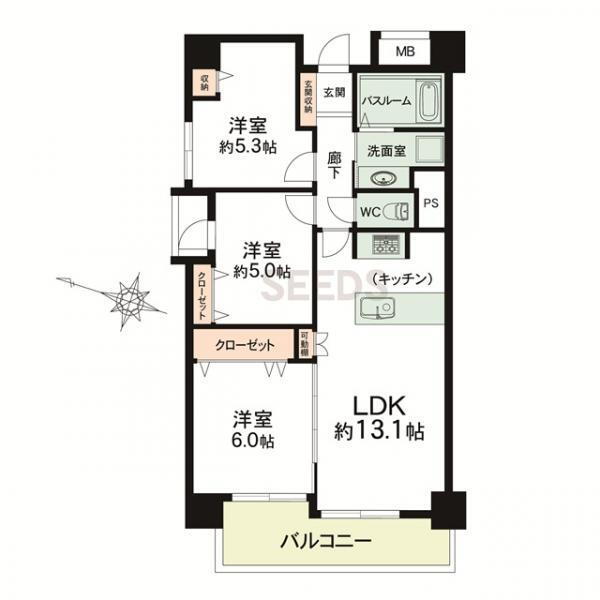 本山センチュリーマンション 7階 3LDK 物件詳細
